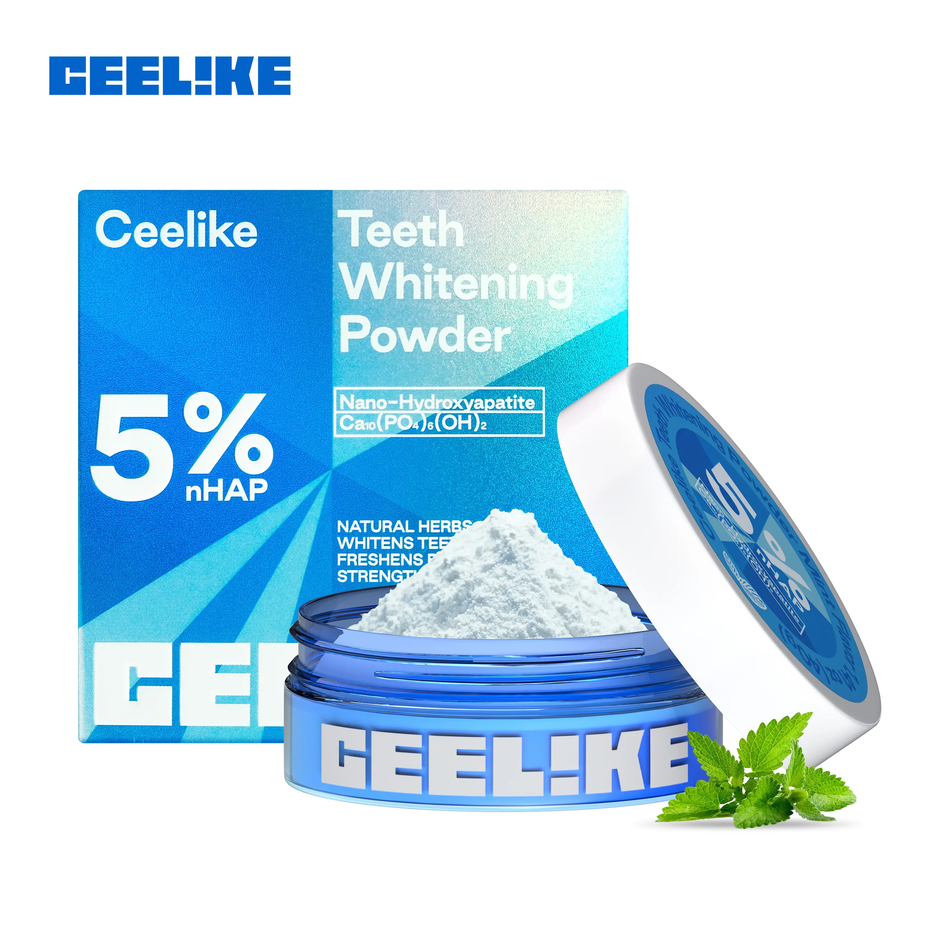 CEELIKE Teeth Whitening Powder, 5% nHAP Nano-Hydroxyapatite Teeth Brightener, Oral Care for Strengthening Enamel & Fresh Breath, Teethwhitening, Brighten + Protect, Oral Stain Remover, Natural Whitening, Strengthens Teeth
