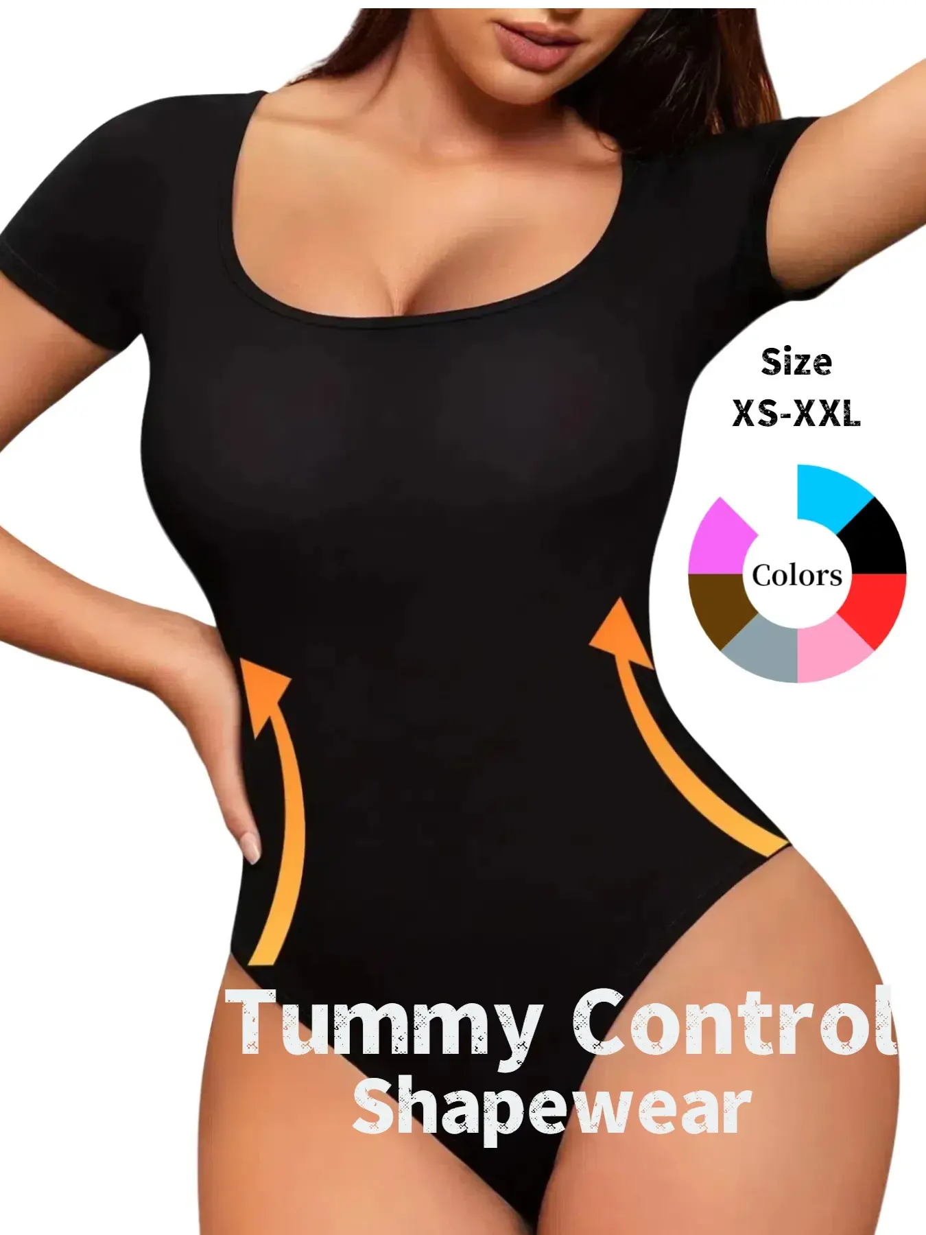Women's Plain Square Neck Thong Shapewear Bodysuit, Tummy Control & Butt Lifting, All-Seasons Wearable Women's Intimates & Shapewear，Women's Seamless Shapewear, Minimalist