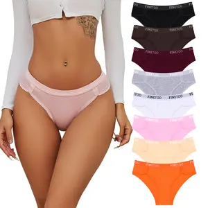 FINETOO 8-Pack Cotton Bikini Panties for Women – Branded Waistband, Soft & Stretchy Cute Underwear, Comfortable Sexy Briefs Sizes S–XL SpringStatements