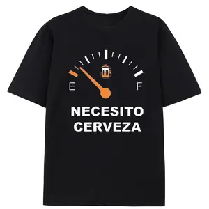 Necesito Cerveza Beer Fuel Gauge T-Shirt | BeerTok Funny Spanish Beer Meme Graphic Tee | Cinco de Mayo Fiesta Drinking Outfit | Unisex Mens Womens Cotton Crewneck Short Sleeve Black Tee For Beer Lovers Latino Culture Fans Medium