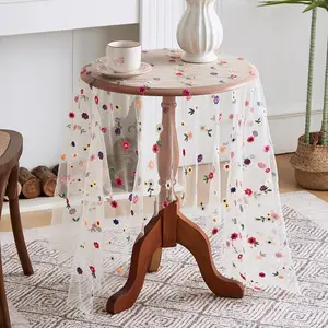 Floral Embroidery Table Runner, 1 Count Exquisite Tablecloth, Table Decoration Supplies for Home Kitchen Dining Room Wedding Birthday Party