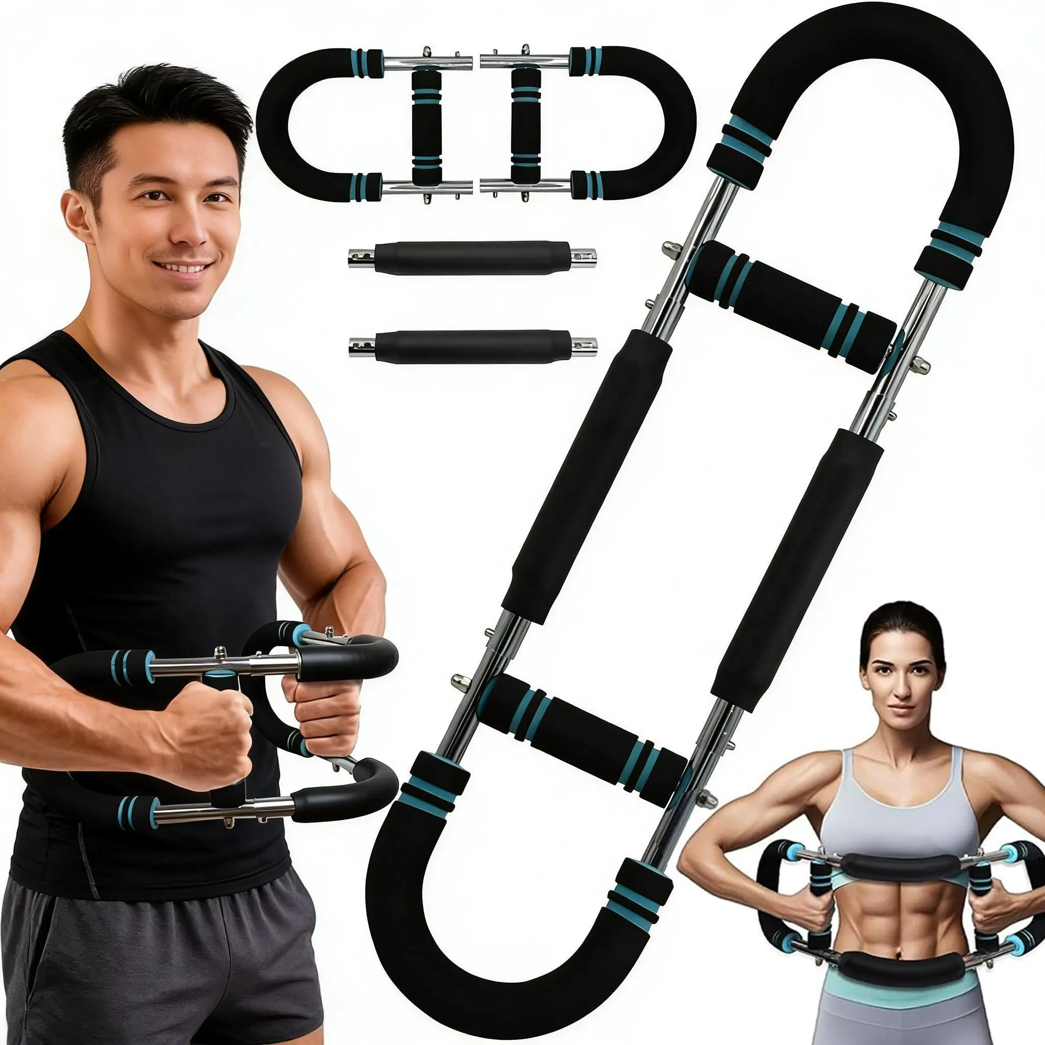 Black Twister Arm Trainer - 2 Strong Springs, Detachable Upper Body Equipment for Chest Exercise, Arm Strength Training, Suitable for Men and Women of All Fitness Levels