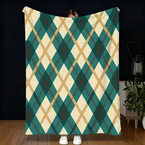 Vintage Plaid Lambswool Blanket, Smooth Skin-Friendly Zero Pressure, Home Theater Bedroom Window Cover, Cozy Living Room Throw