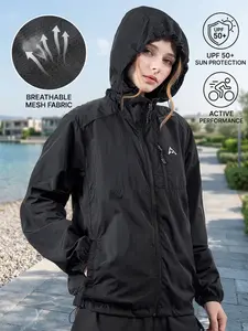 Women's Summer Lightweight Breathable Sun Protection Jacket, Fashion Hooded Thin Outdoor Sports Jacket, Women's Athletic Wear, Athletic Outerwear, athletic jackets, Outdoor Sportswear