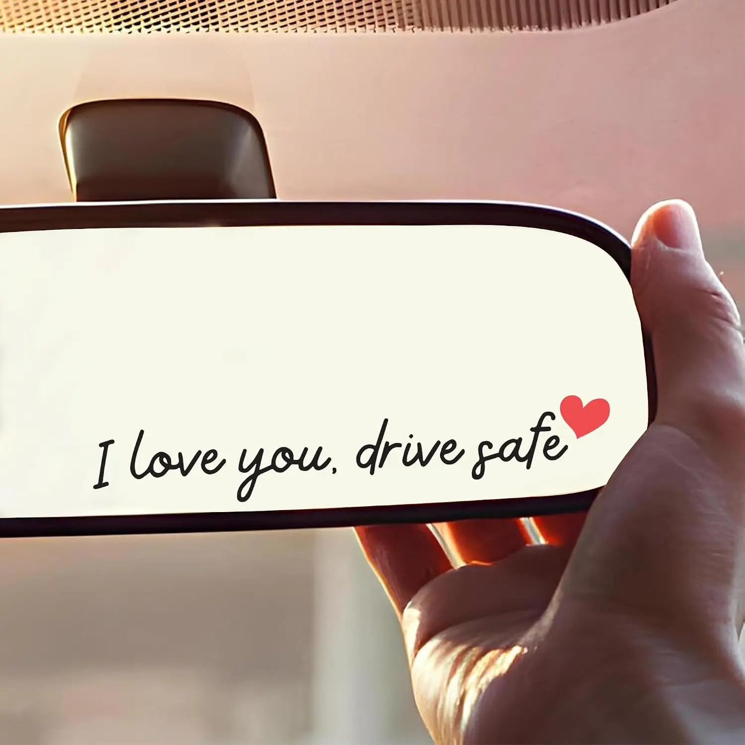 4-Pack Romantic "Drive Safe I Love You" Rearview Mirror Decals Set, Waterproof Vinyl Stickers, Universal Car Exterior Decorations, Thoughtful Faith Gift for Loved Ones, Enhances Car's Rearview Mirror Automotive Accessories