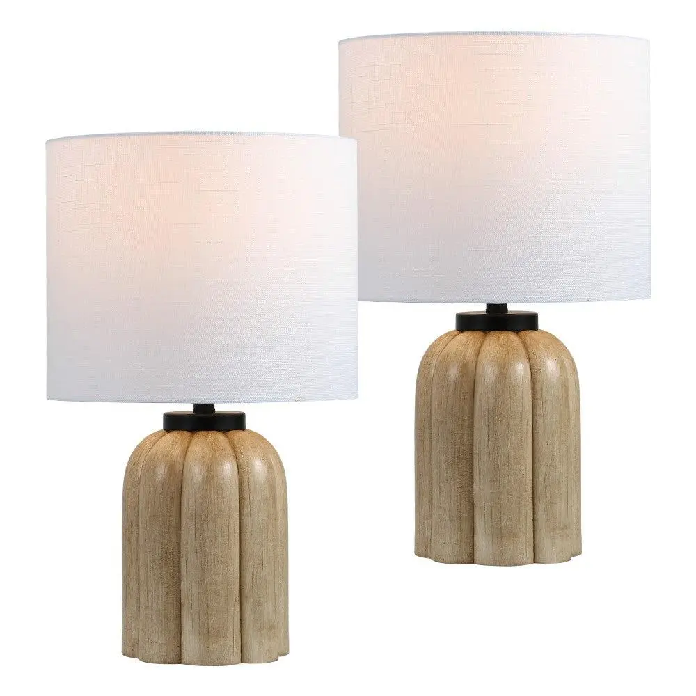 Royce 18.25" Rustic Farmhouse Fluted Scalloped Gourd Resin/Metal LED Table Lamp