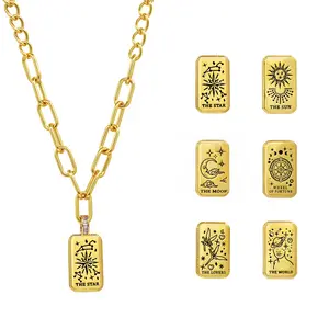 Aprilery Tarot Card Pendant Necklace Collection – Mystical Chain Jewelry with Symbolic Charm Designs