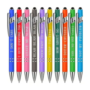 2 in 1 Retractable Personalized Ballpoint Pen & Touch Screen Stylus Pen Set, 10pcs Color Variety Writing Pen, Customized Smooth Writing Pen At School, Student Multifunctional Stationery, Back To School Essentials, Funny Teacher Pens, Office Supplies