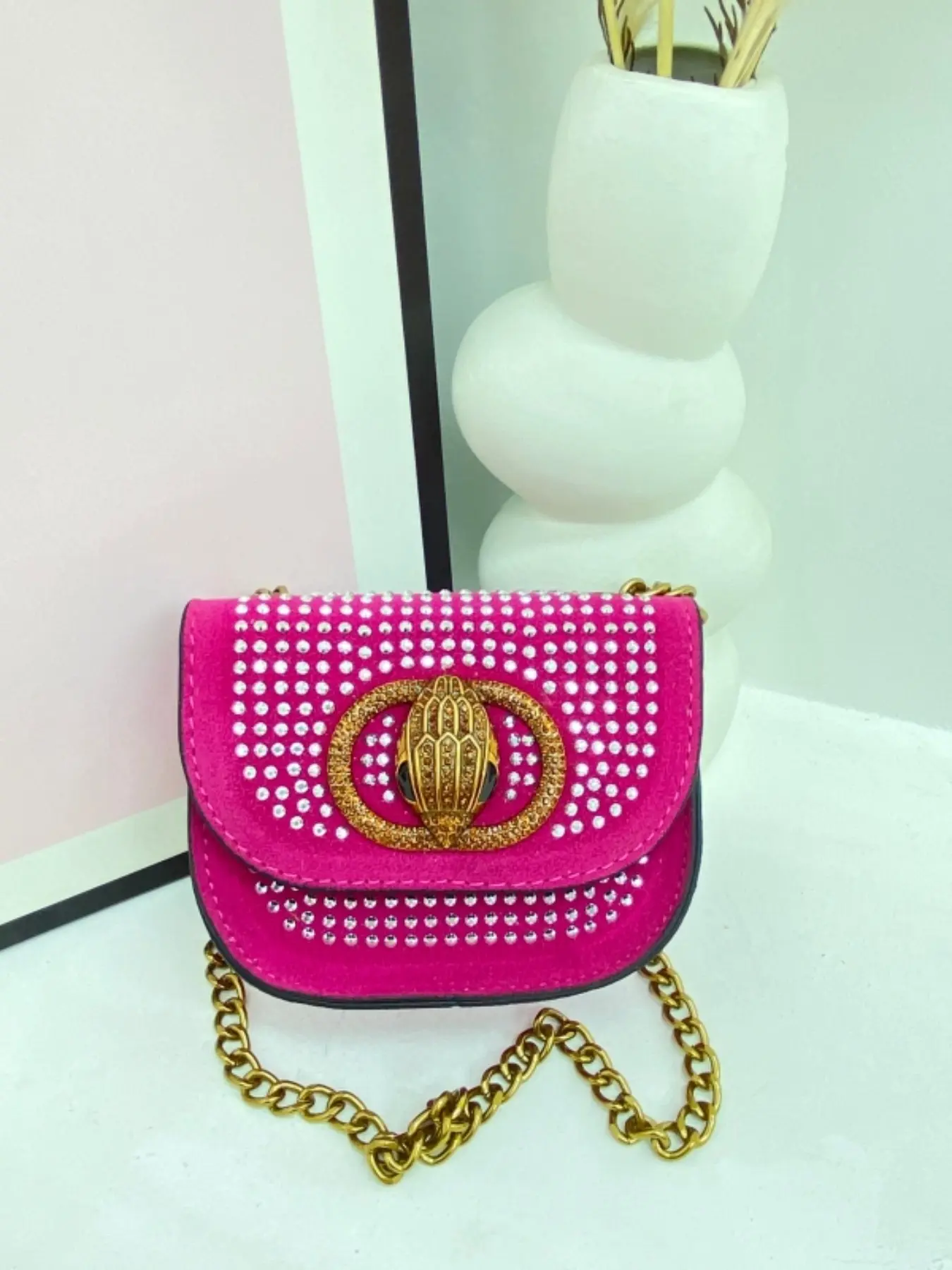 Elegant Rhinestone Crossbody Shoulder Bag, Casual Plain Design 