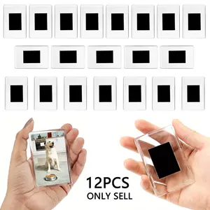 12-Piece Acrylic Magnetic Frames for Refrigerator, Blackboard, Metal Wall, Double-Sided Magnet Stickers, Desktop Display Stand, Holiday Gift, Home Decor