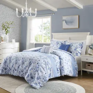 Intelligent Design Christa Floral Striped Comforter Set