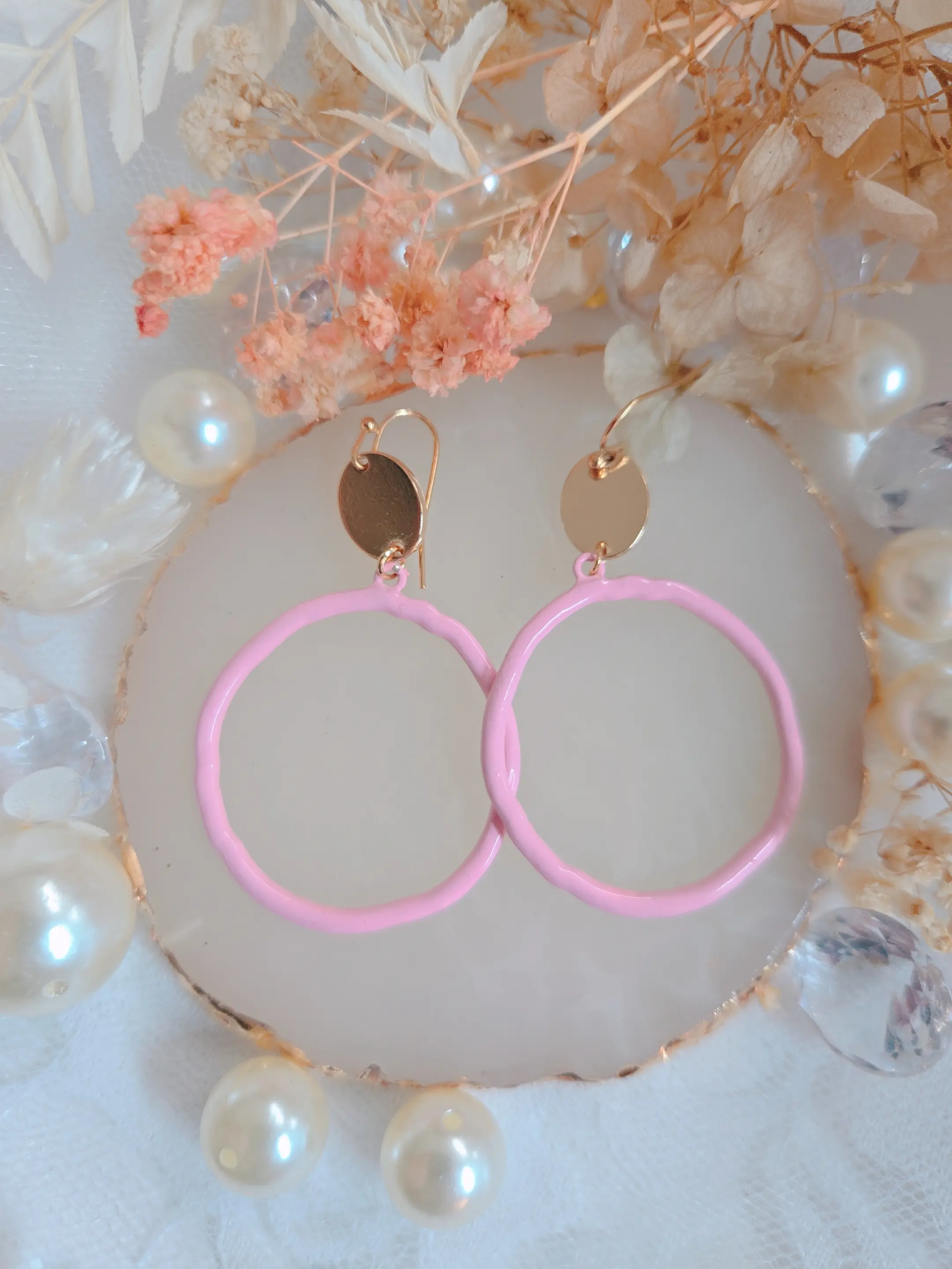 PINKme Pink Gold Multi Round Dangle Earring - Cute and Lovely Style - Lightweight and Comfortable