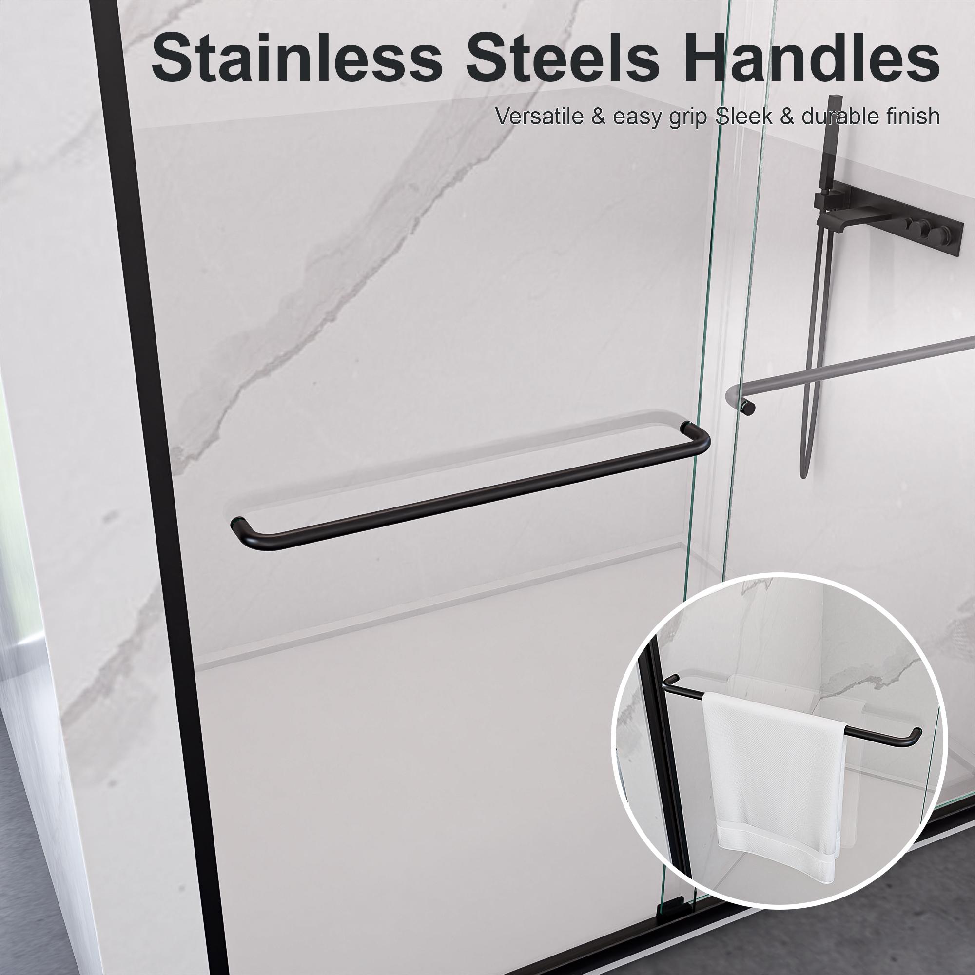 56-60" W x 72" H Semi-Frameless Double Sliding Shower Door, Bypass Shower Enclosure with 1/4" (6mm) Thick SGCC Tempered Safety Glass, Adjustable Width, Rustproof Chrome Frame, Easy Install Sliding Bathroom Door