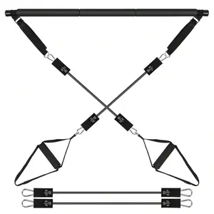 Multifunctional Pilates Bar Kit - 180LBS Bands Adjustable Portable Full-Body Workout Set  pilates board at home pilates board 5 below pilates equipment pilates reformer pilates equipment-4553