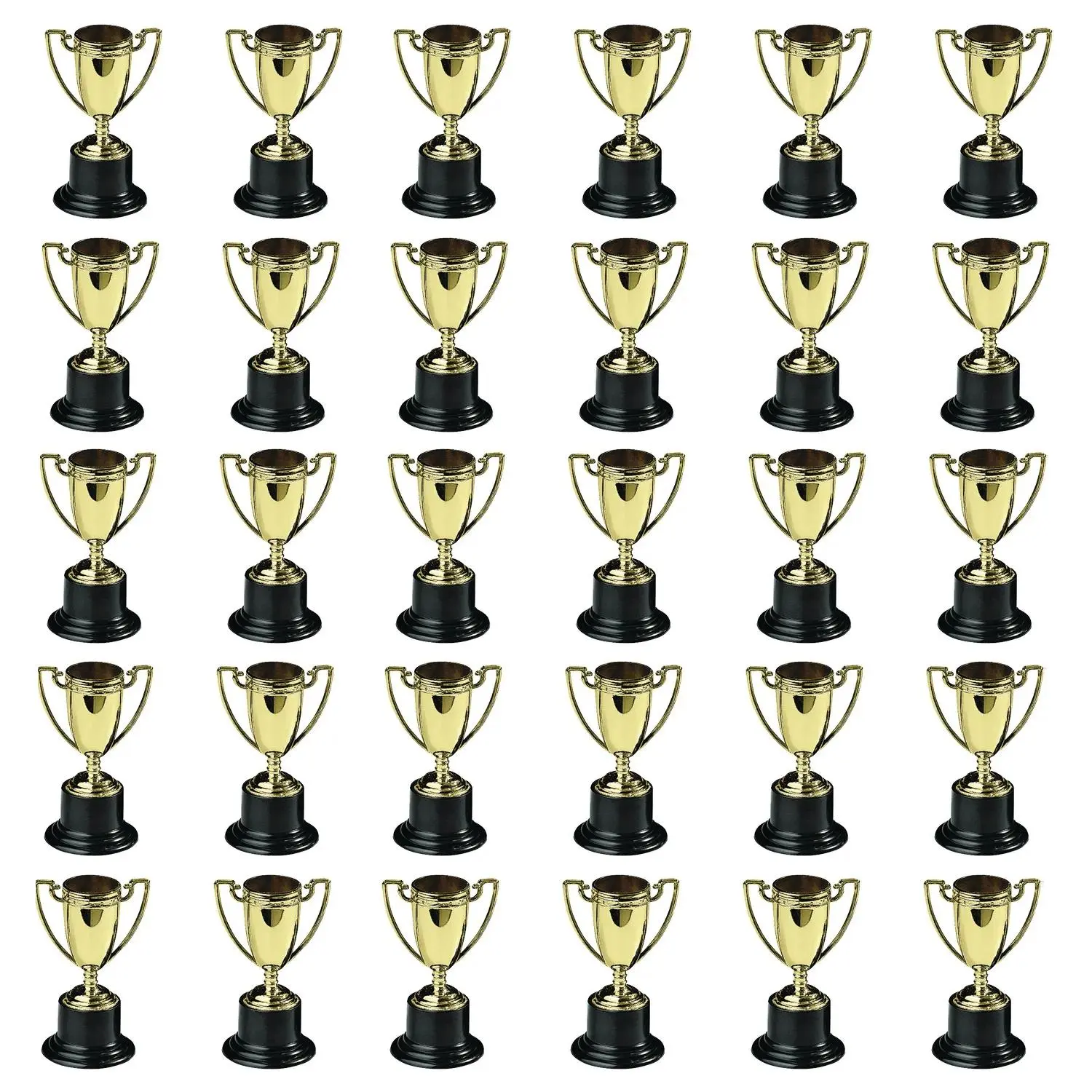 4" Small Goldtone Cup-Style Trophies on Round Black Base - 24 Pc.