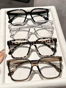 Women's Multi-Color Plastic Square Casual Classic Portable Transparent Glasses Set, Suitable for Back-To-School, Daily Use, Office, Reading, Stylish Square Frames