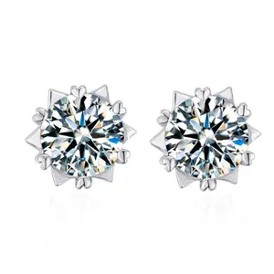 Taifu Classic Round Lab-Grown Diamond Stud Earrings for Men/Women Cubic Zirconia Jewelry Luxurious and Elegant Gift for Everyday Wear