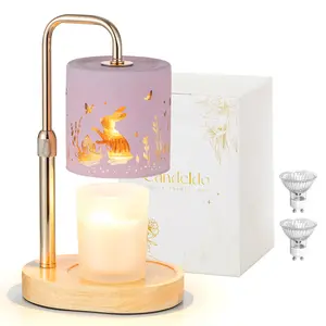 Easter Decorations for Home: Pink Candle Warmer Lamp with Timer Height Adjustable Wax Melt Warmer Dimmable Easter Indoor Decor Gift for Women