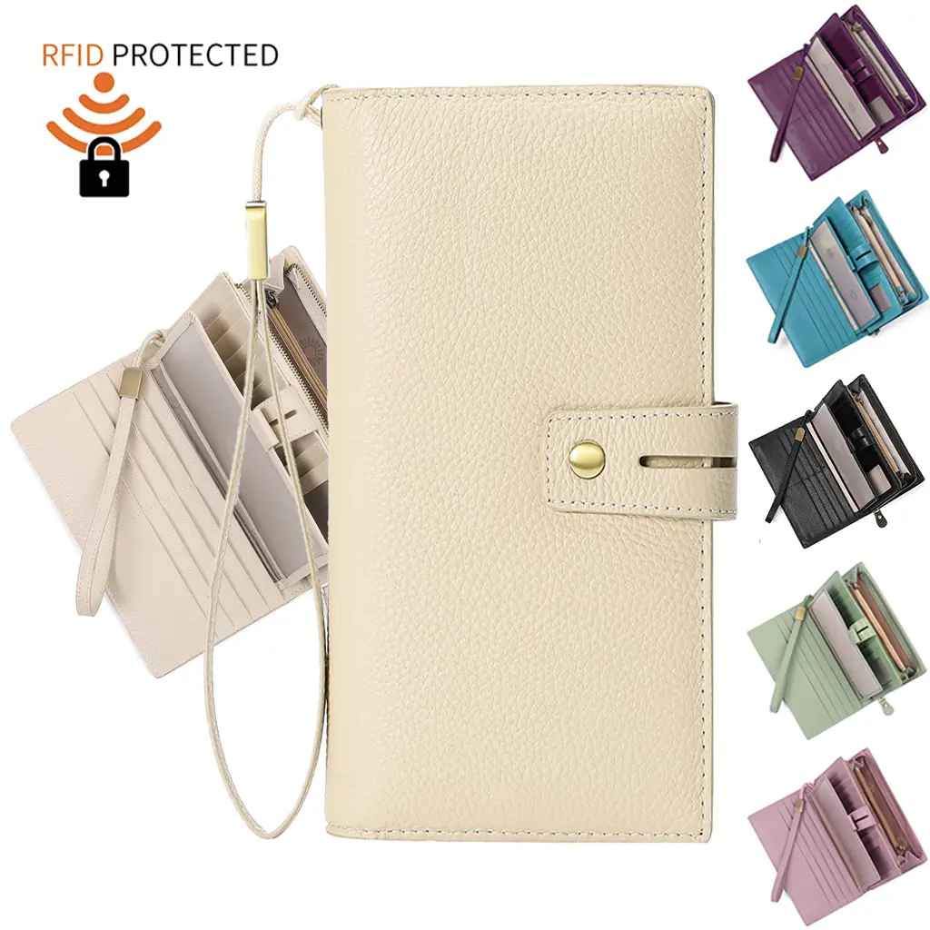 Women's Wallet Large Capacity RFID Blocking Leather Wallets Credit Cards Organizer with Checkbook Holder Slim Small Women Wallet Women's Wallet Large Capacity Small Women Wallet Credit Card Holder Small Coin Purse Pouch