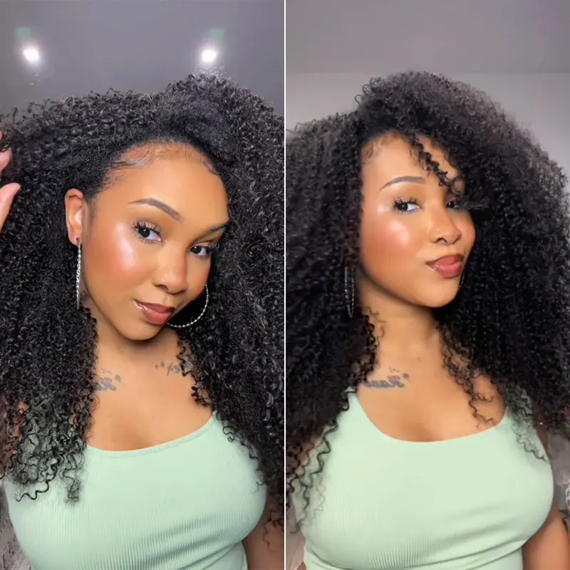 Frodio Veralux™ Blend Human Hair 3-in-1 Kinky Curly Half Wig #summervibes