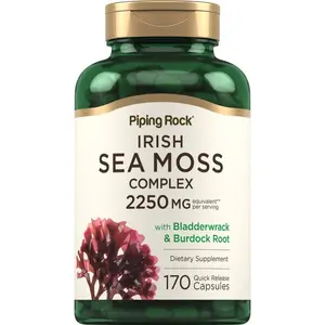 Piping Rock Irish Sea Moss Capsules | 2250mg | 170 Count | Complex with Bladderwrack & Burdock Root | Non-GMO, Gluten Free Supplement