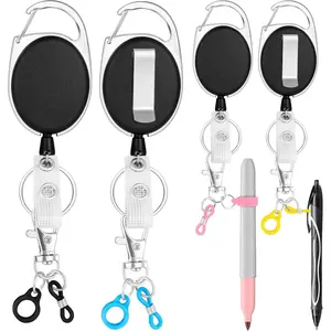 4 Pack Retractable Pencil Holder with 31.5" Dyneema Cord, Pen Clip, Retractable  Pencil cilp Ideal for Carpenters,, Mechanics, Architects, Office Workers (C)