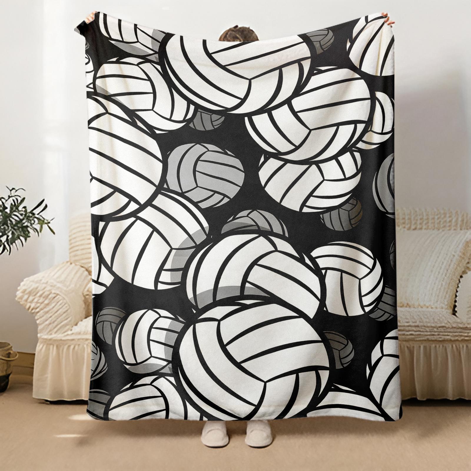 Volleyball Pattern Warm Blanket for Outdoor Sports and Leisure Soft Comfortable Ideal for Sports Enthusiasts and Fans Perfect Christmas or New Year Gift，baseball lover lightweight comfort sofa bed office travel