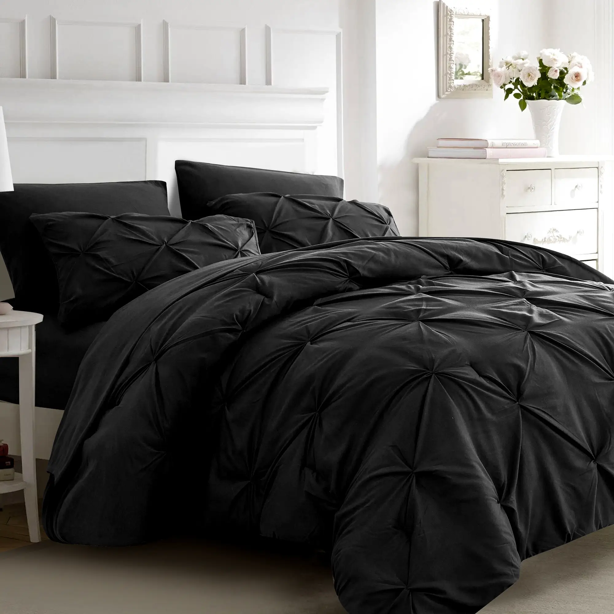 【Black Friday】ELNIDO QUEEN 7PCS Comforter Set -Box Stitched Blanket in- Bedding Sets with Comforter, Sheets, Pillowcases & Shams, Reversible Bedding C