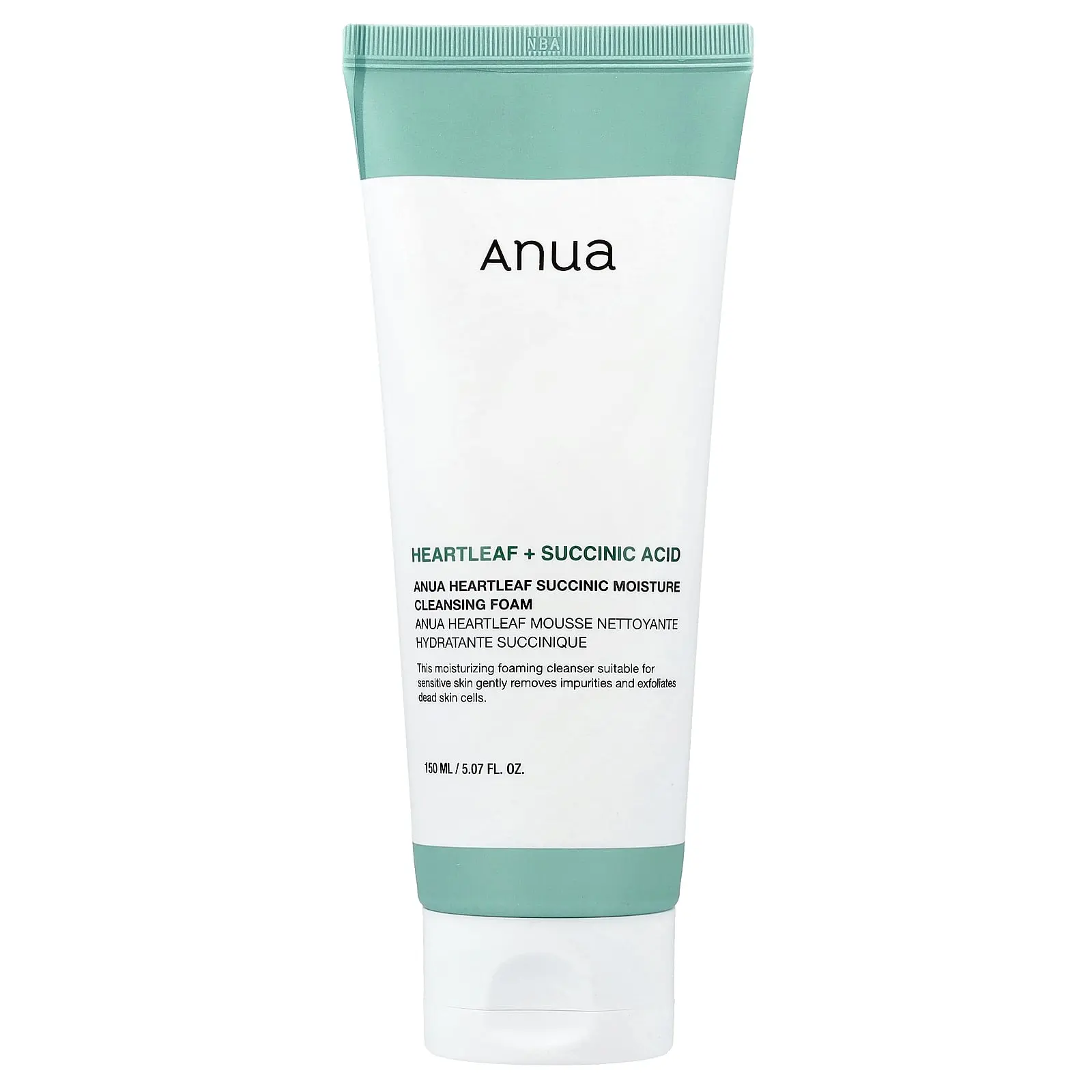 Anua Heartleaf Succinic Moisture Cleansing Foam, 5.07 fl oz (150 ml)