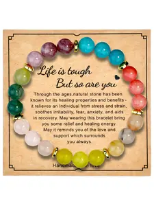 7 Chakra Yoga Beaded Bracelet, Unisex Stretchy Stone String for Men & Women, Summer Beach Energy Bracelet, Healing Crystal Bracelet, Relief Bracelet, Sporty Crystal Stacking Boho Spiritual Jewelry, Stackable Bracelets