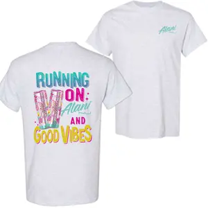 Running on Energy & Good Vibes Tee – Cute Colorful Graphic T-Shirt for Women, Fun Summer Style, Unisex Fit, Trendy Y2K Look