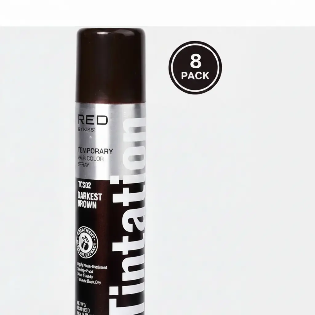 Tintation Hair Color Spray, 8-Pack TCS02 Darkest Brown Haircare Product, 84ml Long-Lasting Root Cover for Quick Touch-Up