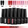 Meet Across 7 Colors Gel Nail Polish Set 7ML, Gel Based, Semi Permanent Soak off UV Gel Varnish, Nail Art Decoration, Manicure, Summer Nails, DIY Nail Supplies, DIY Friendly