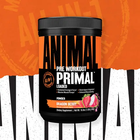 Animal Primal Preworkout - Ultimate Pre-workout Powder Sports Nutrition Supplement for Optimum Fitness and Performance - 6 great flavors 30 servings.