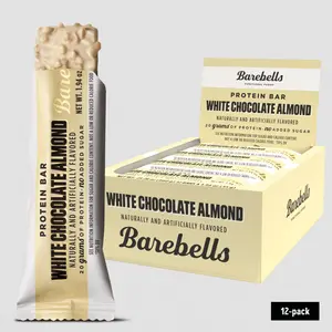 Barebells Protein Bars White Chocolate Almond - 12 Count, Protein Snacks with 20g of High Protein - Chocolate Protein Bar with 1g of Total Sugars - On The Go Protein Snack & Breakfast Bars