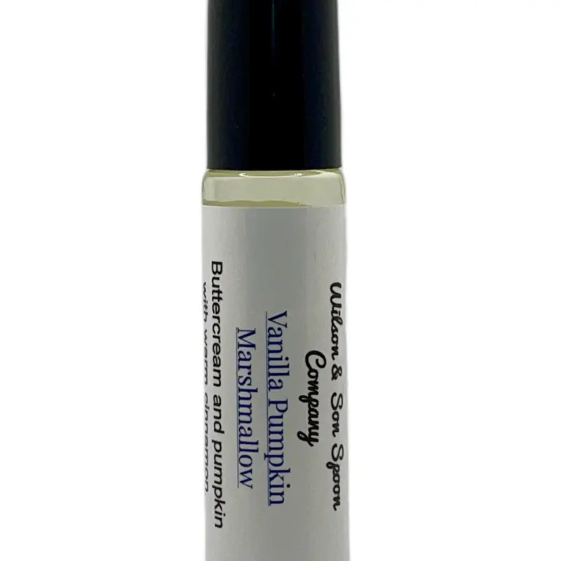Vegan Vanilla Pumpkin Marshmallow Scented Sweet Body Oil Roll-On - 10 mL Glass Bottle Mini Travel Products, Gourmand Pumpkin Aroma Feels Cozy, Almond Oil Beauty Item, Cinnamon-Infused, Roasted, Long-Lasting, On-the-Go Touch Up for Soft Skin, Beauty Produc