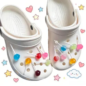 Cute 3D Realistic Lollipop Candy Shoe Charms Detachable DIY Decor Fit Crocs Clogs Sweet Party Fashion Accessories