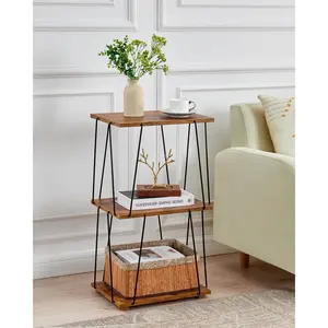 【KJGKK】Tall End Table, Small Side Table, 29 inch High Entryway Table, Bedside Table for Living Room, Bedroom and Office, Rustic Brown brown storage