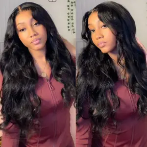 Sunber 13x4 HD transparent Lace Front wigs Human Hair Pre Bleached Tiny Knots Glueless Ready To Wear Body Wave With Drawstring Natural Black Lace Closure Wigs Frontal Wig TikTokShopSpringGlowUp Summervibes Memorial Day summerwins