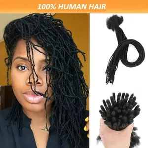 Hot Wholesale 12-20 Inch 0.2cm 1 set-10 Strands Human Hair Dreadlock Extensions for Men/Women Full Head Handmade Loc Extensions