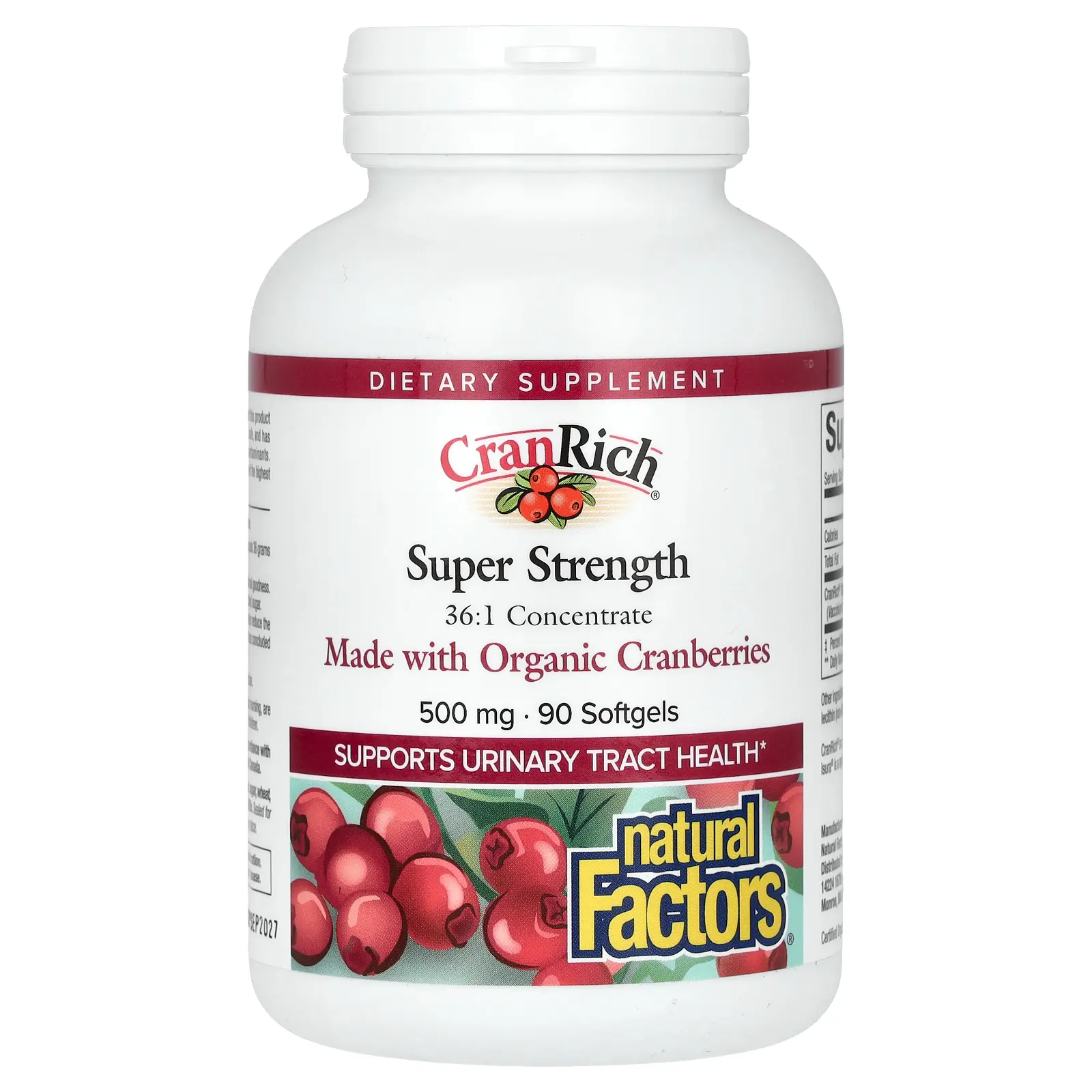 Natural Factors CranRich, Super Strength, 500 mg, 90 Softgels