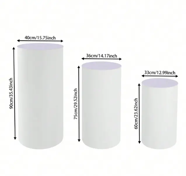 3Pcs White Cylinder Pedestal Stands Round Cylinder Pedestal Display Plinth Pillars For Wedding Party Decor