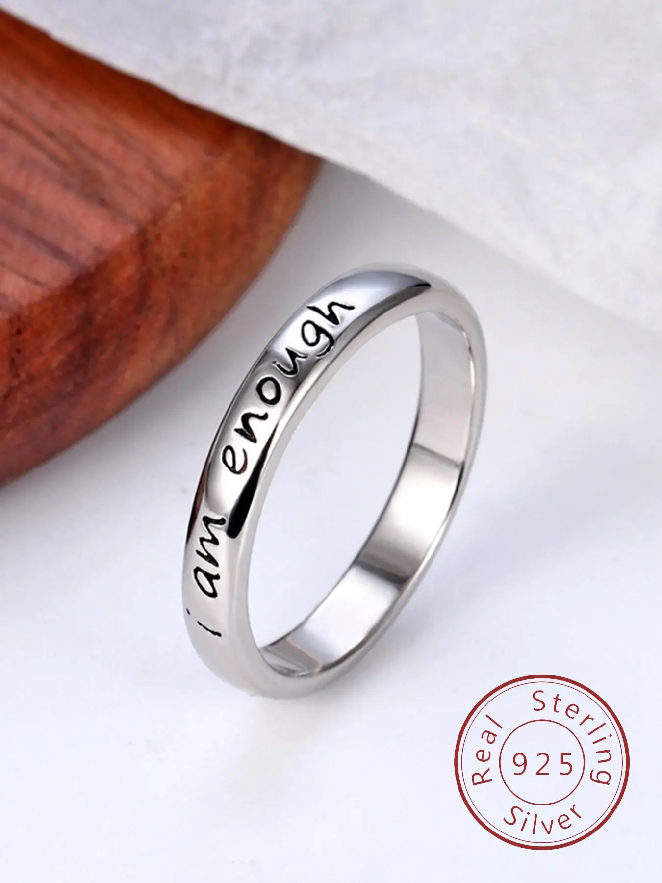 925 Sterling Silver Fashion Letter Pattern Ring, Simple Style Plain Color Ring for Women & Girls, Trendy Exquisite Jewelry for Birthday Gift