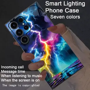 compatible For Galaxy S25Ultra/S24/S22Ultra/S23Ultra/S21Ultra/S20Ultra/S10+/S10/S10 5G/Note20Ultra/Note10+/Galaxy Zfold 4-7/Galaxy Z Flip4-7/M56 M55/C55/M54 Colorful Luminous Voice Controlled Phone Case, Cover - Night Light Technology