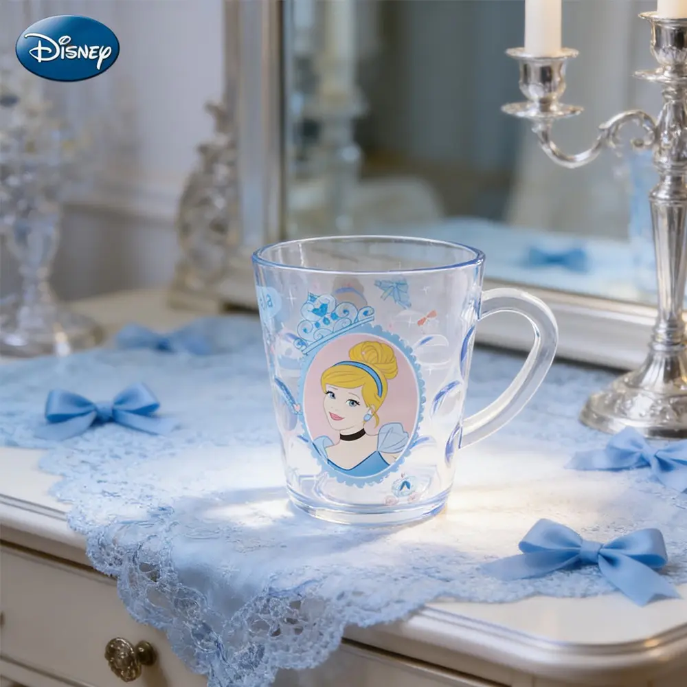 Disney Cinderella Water Cup, 260ML Transparent Crystal Abs Material, Ideal for Couples & Gifts, Perfect for Daily Use at Home, Printed Tumbler, Tumbler Drinkware