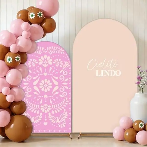 2 Pcs Cielito Lindo Arch Backdrop Cover Round Top Fiesta Backdrop Cover for Mexican Baby Shower Birthday Wedding Bridal Shower Party Decorations