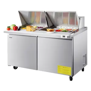 VEVOR 67W Commercial Refrigerator, Pizza Prep Refrigerated Table, 20 Ultra Wide Countertop Food Prep Worktable, 20.3 Cu. Ft Single Door Salad Prep Fridge, 9 Pans Pizza Make Worktop with Cutting BoardVEVOR Super Brand Day