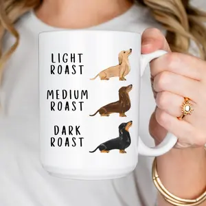 Dachshund Coffee Mug Funny Doxin Weiner Dog Mom Ceramic Coffee Mug, Roast Lover Present Doxie Pet Parent Funny Dog Ceramic Coffee Accent Mug