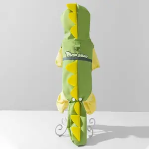 Pino Sam 3D Dinosaur Dog Raincoat for Large Dogs Waterproof 4-Leg Full-Coverage Rain Suit with Tail Design Cute & Protective Rain Gear for Golden Retrievers & Medium to Large Dogs