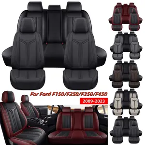 For Ford F150 F250 F350 F450 Pick-up 2009-2021 2022 2023 Truck Car 5 Seat Covers Napa PU Leather Waterproof, Automotive Interior Car Front & Rear Cushion Split Bench Protector Pad Mat Accessories